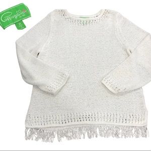 Pappagallo White Knit Pullover Fridge Sweater